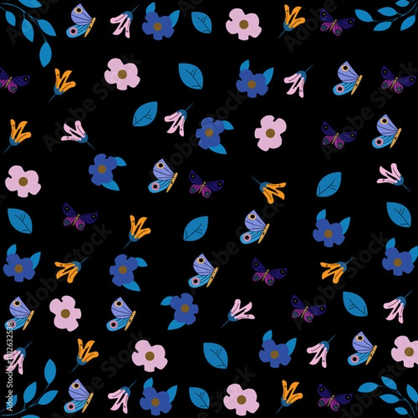 Obraz Vintage Butterfly & Flower Repeat Pattern