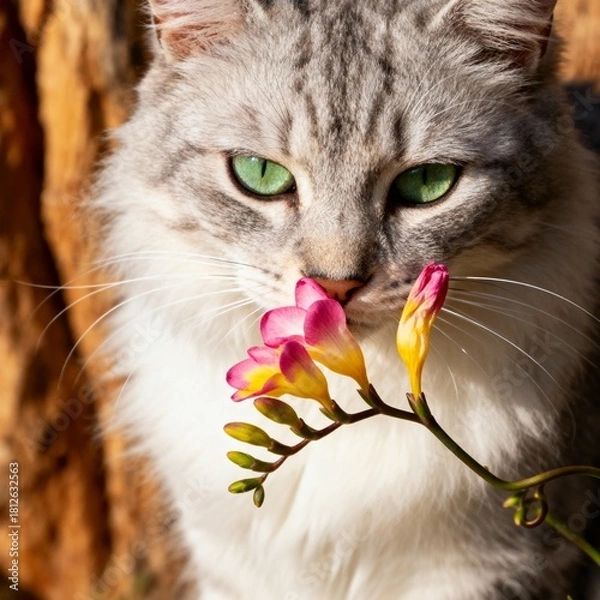 Obraz cat with flower