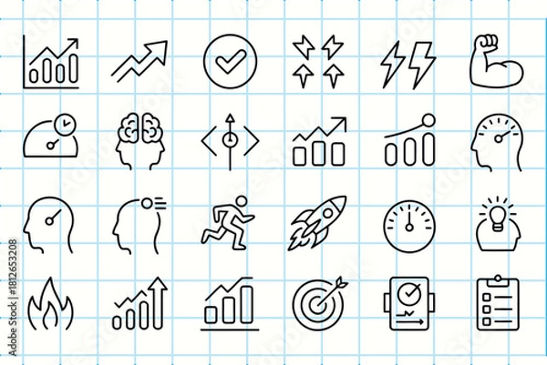 Obraz Collection of hand drawn icons representing business growth success and ideas