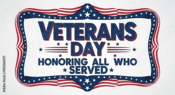 Fototapeta Celebrate Veterans Day with this patriotic design honoring all who served, featuring stars and stripes perfect for banners, cards, and social media posts