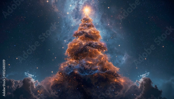 Obraz  AI-generated image of a celestial Christmas tree 