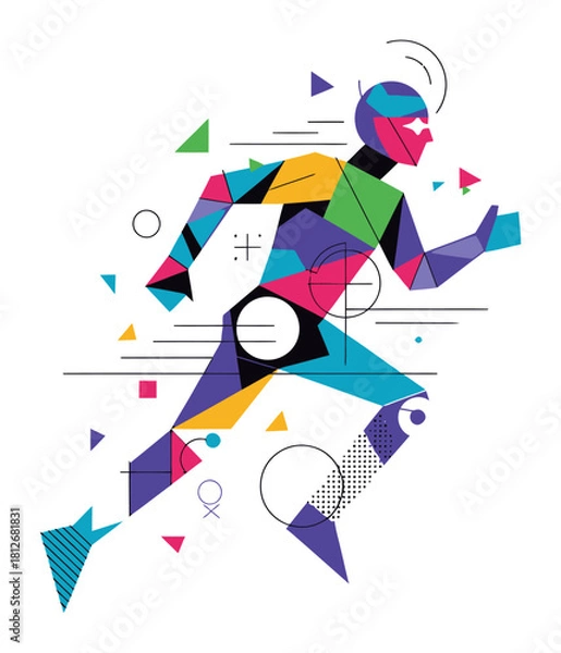 Fototapeta Geometric Abstract Vector Jogging Activity - Modern Precision Design