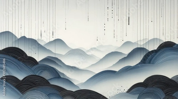 Obraz abstract Chinese traditional painting of a beautiful mountain landscape	