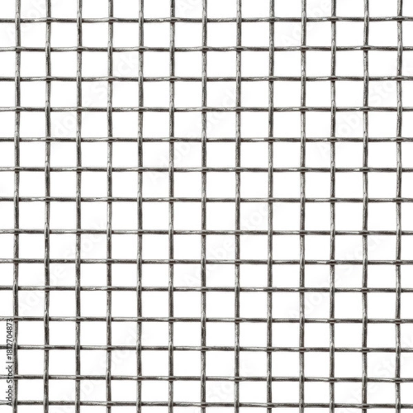 Fototapeta Metal grid pattern with transparent background featuring intersecting lines