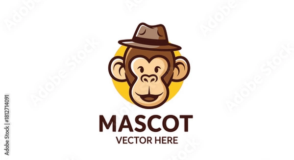 Obraz Monkey mascot wearing a hat vector graphic