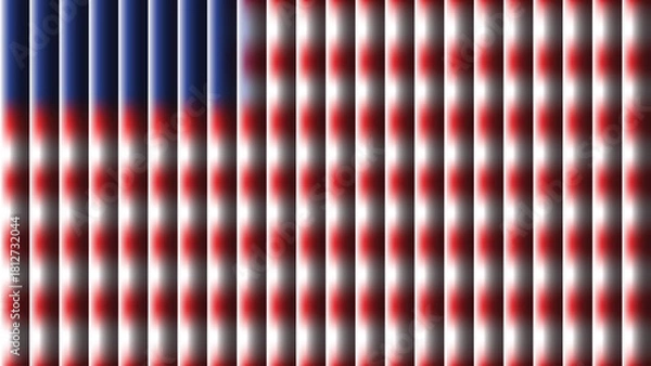 Fototapeta An abstract representation of the american flag with blurry red and white stripes and blue field