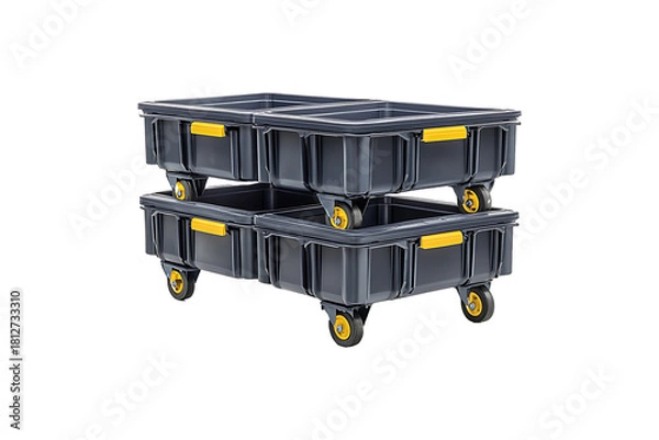 Obraz Stackable utility trays designed for warehouse mobility and organization Isolated on a Transparent Background
