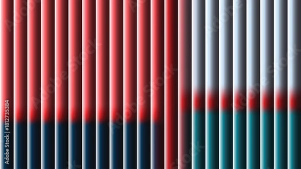 Obraz Abstract vertical lines in gradient colors of red white dark blue and teal