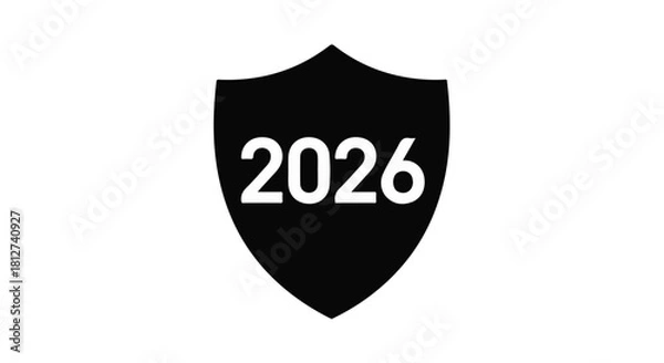 Fototapeta Secure shield with year 2026 represents future protection and planning