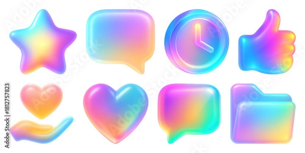 Obraz Colorful gradient 3D icons set.