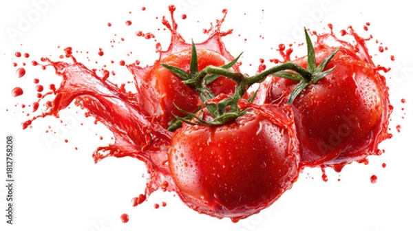 Fototapeta tomatoes splash on white background 