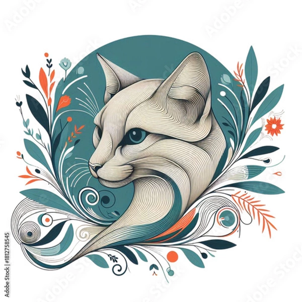 Fototapeta Colorful Abstract Squirrel Illustration in 3D Layered Paper-Cut Style for Decorative Design