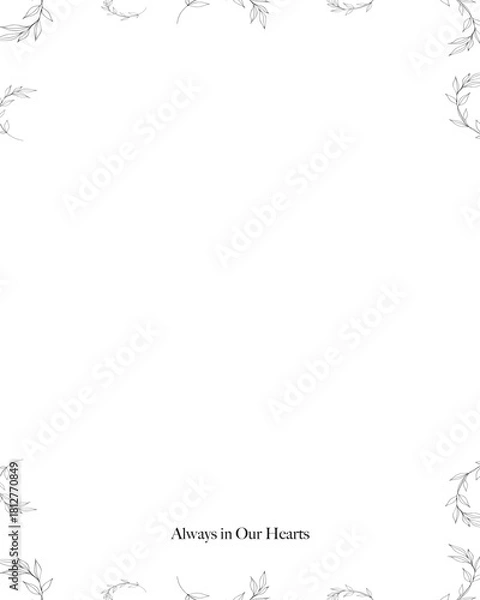 Fototapeta frame with floral elements for funeral. white background