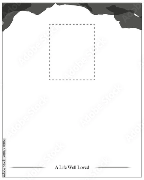 Fototapeta funeral card with white background and photo page