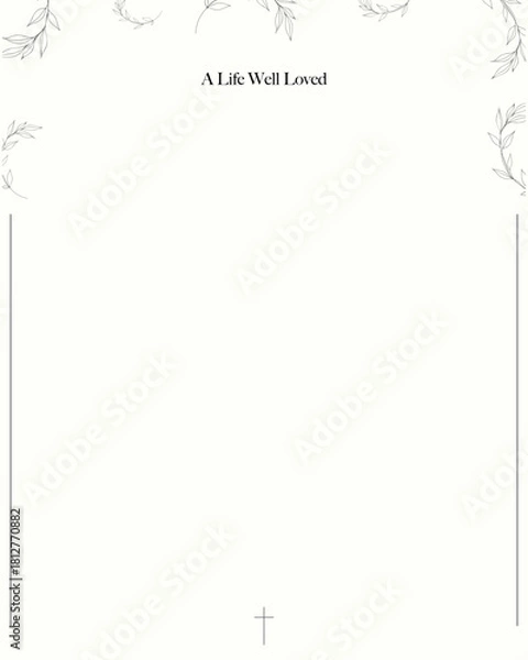 Fototapeta Minimalistic funeral card in pastel color. Invitation for funeral.