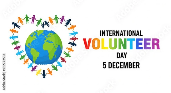 Obraz Celebrate International Volunteer Day on December 5th with collaborative global community impact, promoting teamwork, unity, and social responsibility worldwide