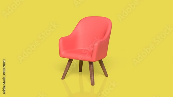 Fototapeta The Modern Minimalist Chair with Bright Color Contrast 3d rendering.