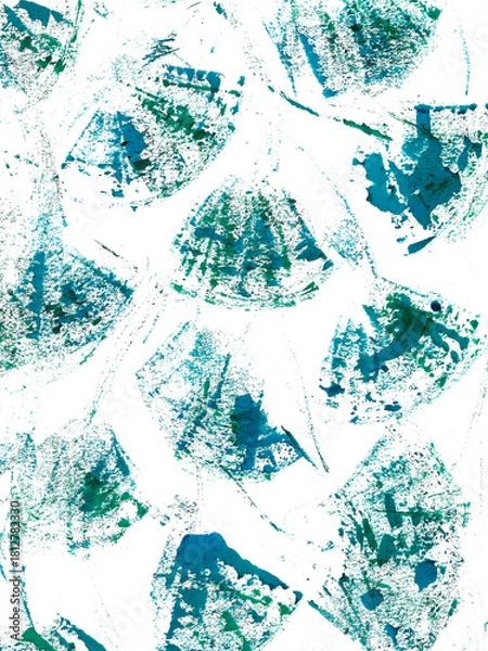 Fototapeta Abstract design with aqua blue watercolor tones.