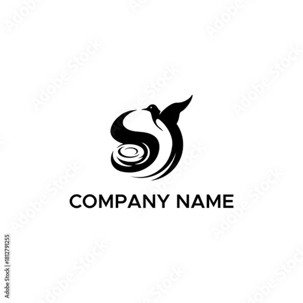 Fototapeta initial letter S unique bird nest shape concept