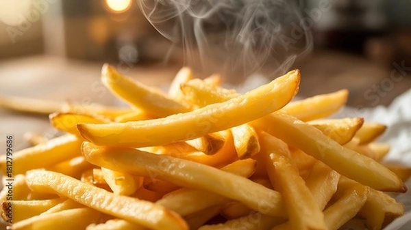 Obraz French fries with ketchup on a white plate