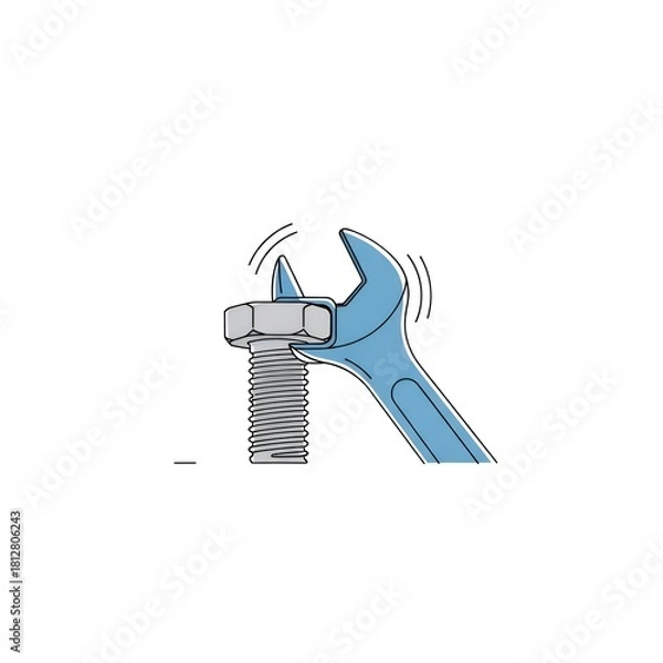 Obraz Wrench Tightening a Bolt and Nut Illustration.