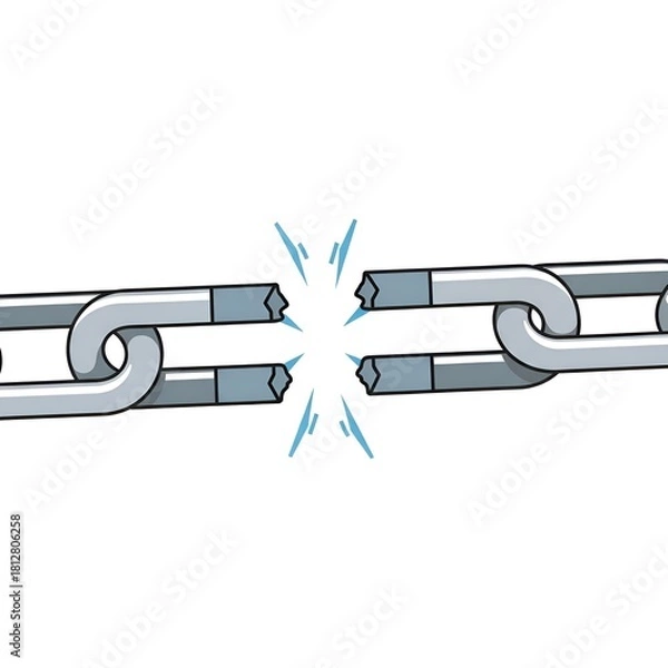 Obraz Broken Chain Link Symbolizing Freedom and Disconnection.