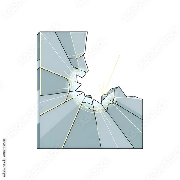 Obraz Shattered Glass Corner with Sharp Edges and Cracks.