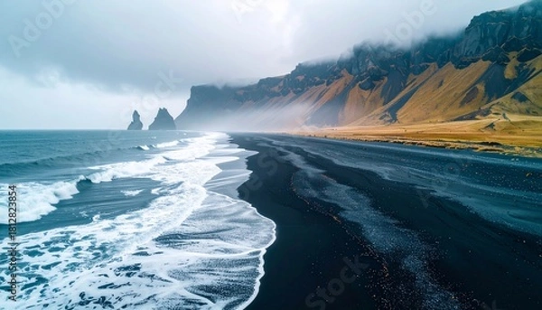 Obraz Black Sand Beach Iceland.