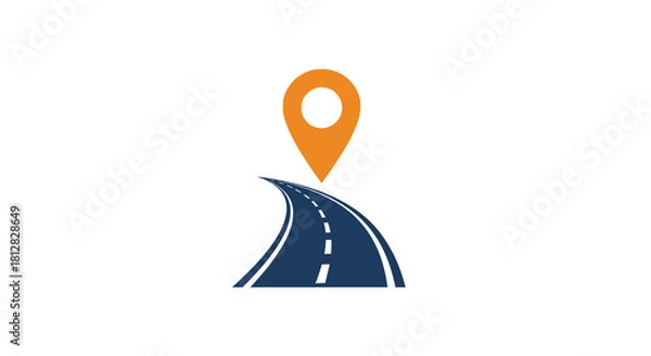 Obraz Map location marker with curved road on white background