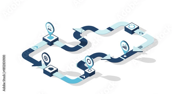 Obraz Isometric infographic with 3d arrows and navigation icons for workflow
