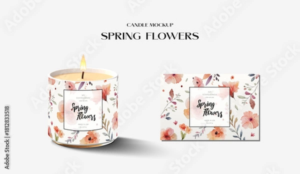 Obraz Introducing our Spring Flowers Candle Mockup with a refreshing design embodying the season