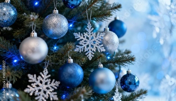 Obraz Home celebration close-up of christmas tree decorative ornaments