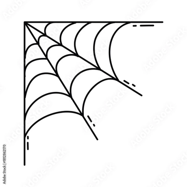Fototapeta Spider web halloween doodle, Spider Web Corner