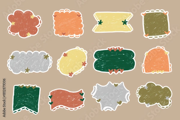 Obraz Cute Abstract Shape Label Sticker Collection