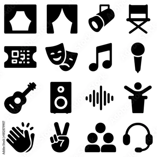 Fototapeta Performing Arts Iconography: A collection of meticulously designed icons representing the vibrant world of performing arts.