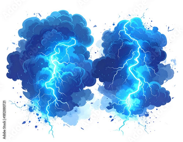 Obraz Dramatic lightning strikes through stormy clouds