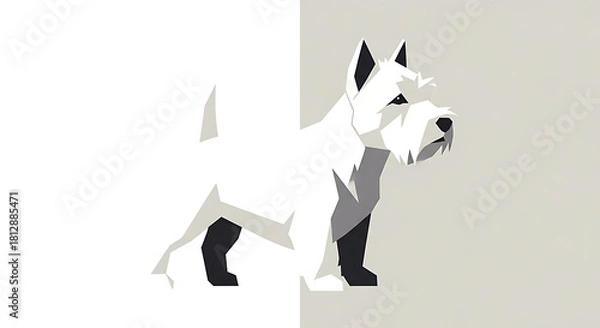 Obraz Geometric low poly illustration of a white terrier dog