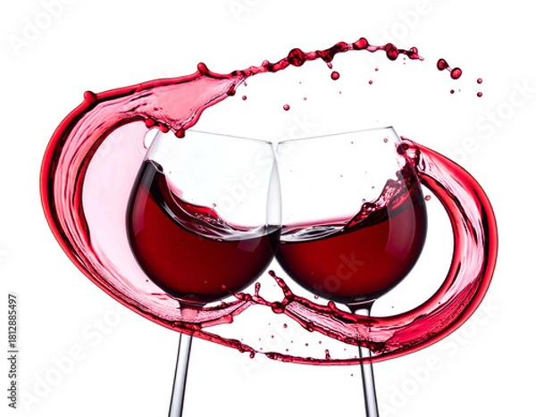 Obraz Red liquid splashing between two glasses