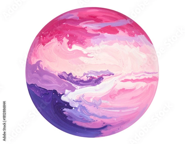 Obraz Swirling pink, purple, and white clouds on a planetary orb