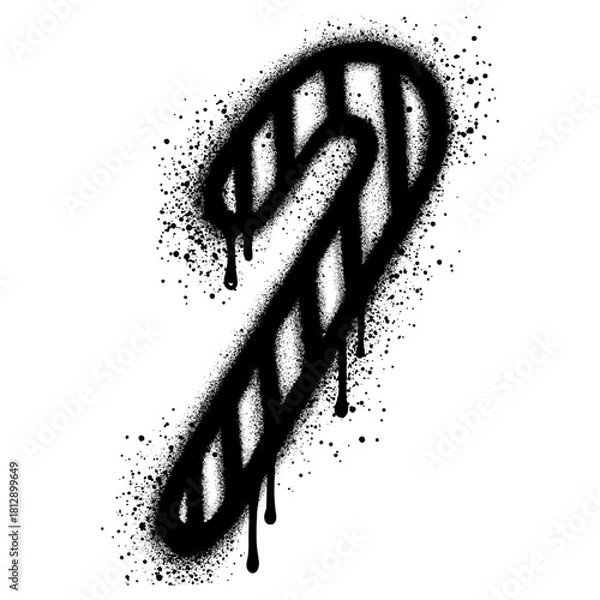 Fototapeta Candy Cane graffiti with black spray paint. vector illustration.