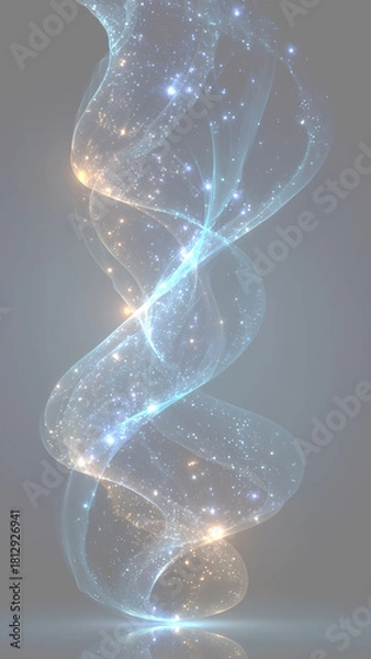 Obraz 輝く粒子と滑らかな螺旋の抽象イメージ