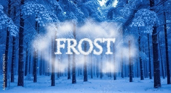 Obraz Frosty forest with snow-covered trees.