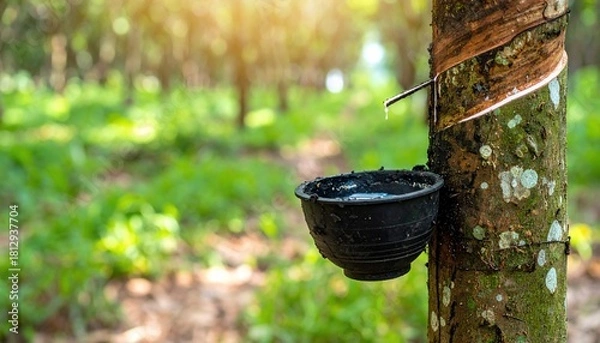 Obraz Rubber tapping.