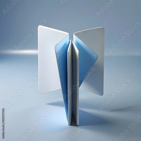 Fototapeta Minimalist abstract composition with a pencil and translucent geometric shapes