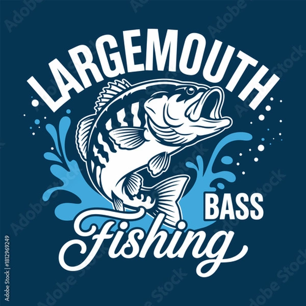 Obraz Largemouth Bass Fishing Water Splash Vector Graphic .
