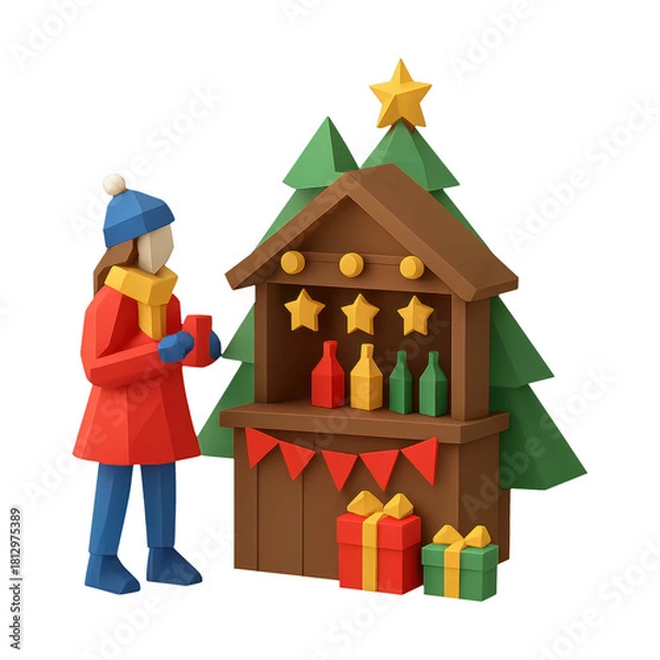 Obraz PNG Festive market stall illustration