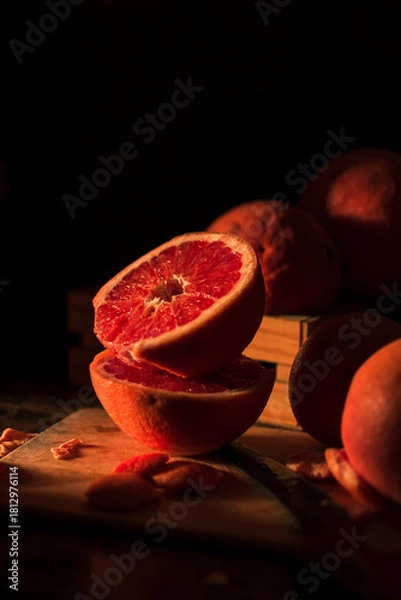 Fototapeta Grapefruit on black background