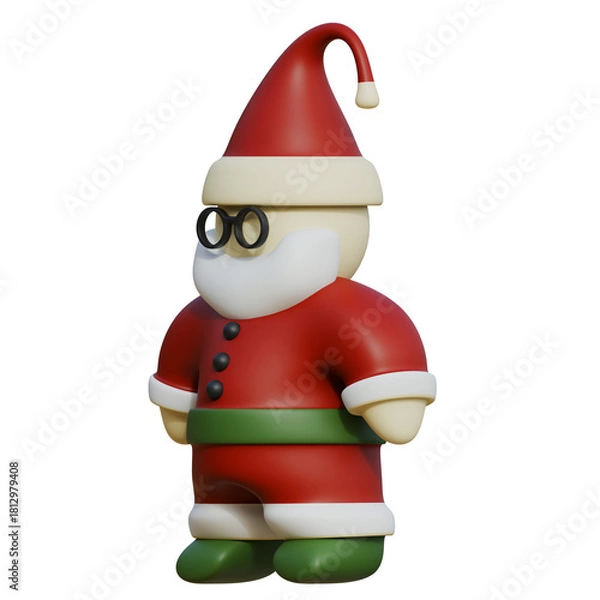 Fototapeta Side View Santa 3D Render Illustration
