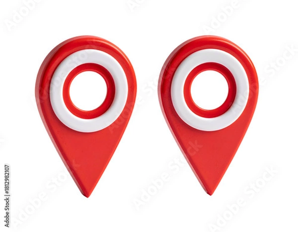 Fototapeta Two red map pin pointers with white rings