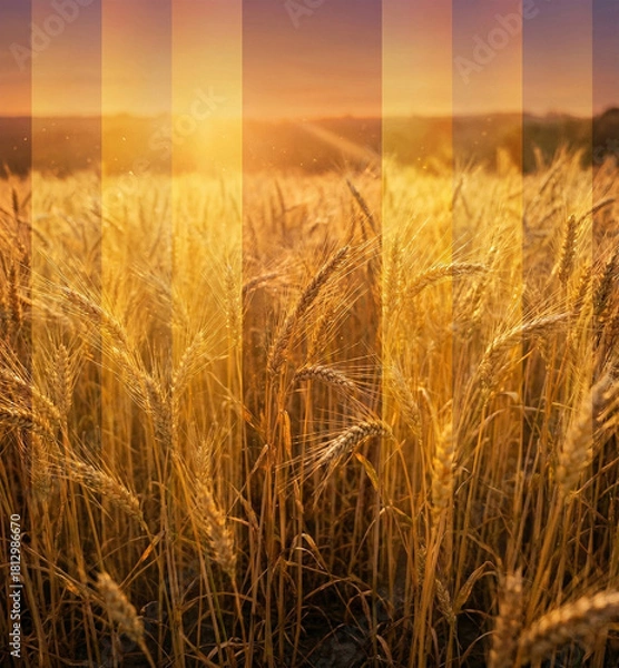 Fototapeta wheat field at sunset By Generated AI